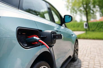 Charging e-car symbol of e-mobility