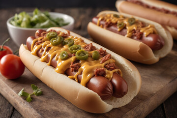 Traditional american hot-dog fast food