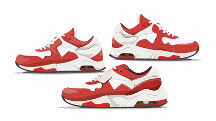 Red and white gym sneakers on side and front view