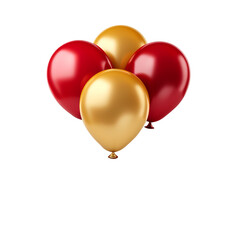 Lovely Red and Gold Balloon Bouquet isolated on white background
