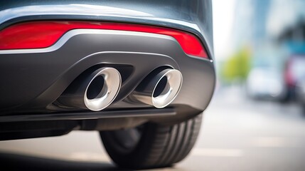 Fototapeta premium Rear of car with exhaust pipe in a knot.