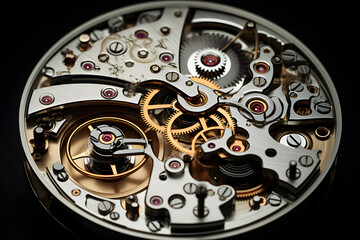 clockwork, mechanism of a clock, working clock mechanism, technology, mechanism of a clock with gears and saphires