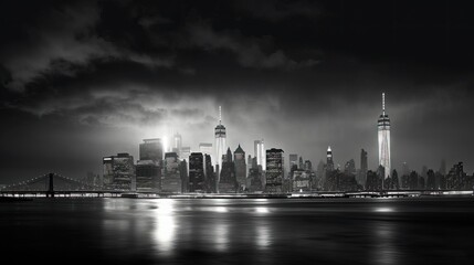Fototapeta na wymiar Skyline of Manhattan, power outage after Hurricane Sandy, New York City, USA.
