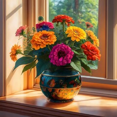 colorfull flowers in vase
