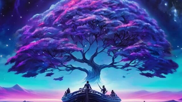 landscape with tree and boat 