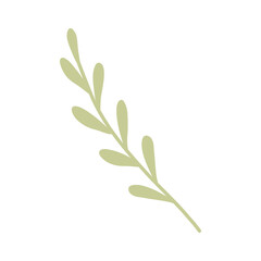 Simple green sprig, ecology or natural element, doodle style flat vector
