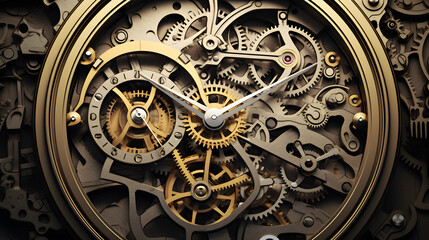 Fototapeta na wymiar clock mechanism, working clock, tic tac, technology of a clock