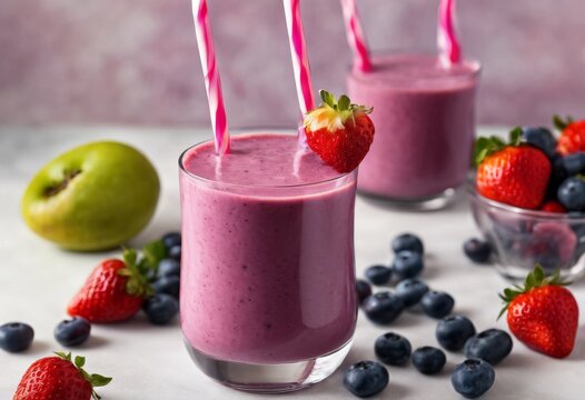 Smoothie, Fruit, Strawberry, Blueberry, Orange, Mix, Banana, Honey, Vibrant, Glass, Blend, Puree, Sweetened, Splash, Nourishing, Seeds, Texture