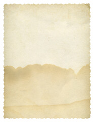 Fototapeta premium Retro vignette photo paper texture isolate. Old antique sheet paper texture. Announcement board. Recycle vintage paper background. Aged and yellowed wallpaper.