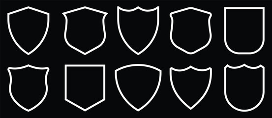 Protect shield security line icons. Badge quality symbol vector illustration - obrazy, fototapety, plakaty