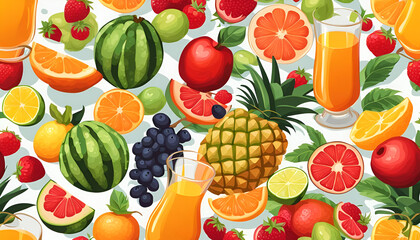 Hintergrund und Vorlage aus frischem Obst gesunden exotischen Fr&uuml;chten voll Energie Vitalit&auml;t vegan und vegetarische Ern&auml;hrung nat&uuml;rliche Nahrung sommerlich klar vital und Fitness f&uuml;r den K&ouml;rper Essen