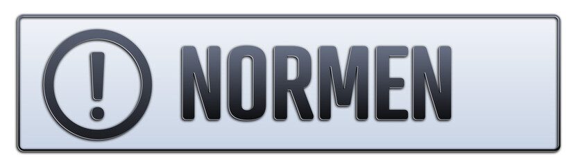 Normen. Ein weiss grauer Banner mit Schwarzem Text.