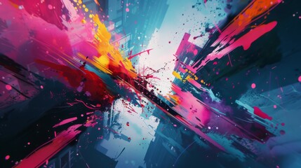 Abstract Graffiti Vibrant in Colors with Spray Paint on Urban Street Art Expression