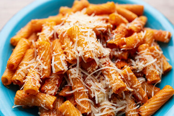 Rigatoni with meat flavor, Italian cooking, pasta, meat sauce