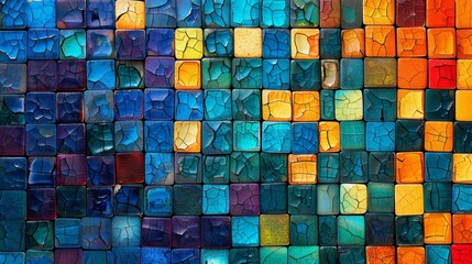 Abstract Mosaic Tiles Background with a Colorful Art Pattern Enhanced Texture