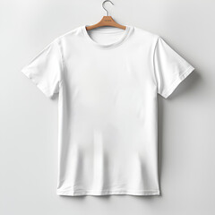 white t shirt on hanger white background