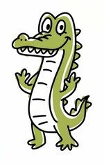 Obraz premium The minimalistic and simple cartoon crocodile is drawn with a marker with bold lines and solid colors