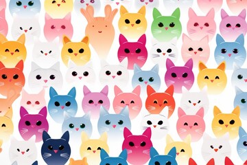 Obraz premium Colorful animal vector pattern grid of cats