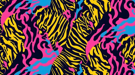 Maximalist 90s Tiger or Zebra Print Seamless Pattern