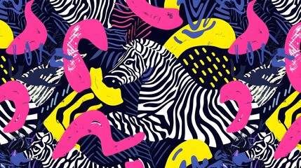 Maximalist 90s Tiger or Zebra Print Seamless Pattern