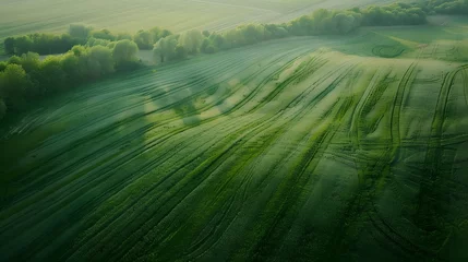 Schilderijen op glas Green field, agricultural landscape © Ziyan