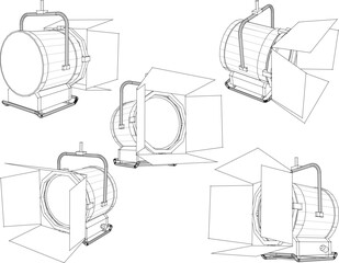 Vector sketch illustration of spotlight design for concert stage performance