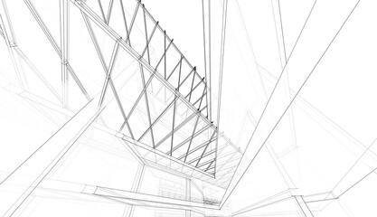 Abstract architecture design 3d rendering