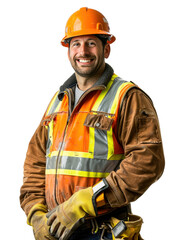 Construction labour in transparent background