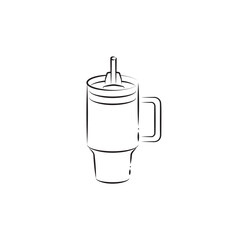 Stanley Cup Tumbler Drink Icon Flat Outline Vector, PNG, JPEG in Black/White, for Web, Mobile Apps and UI, Infographics, Digital Assets