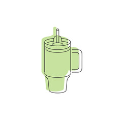 Cup Tumbler Drink Icon Flat Outline Vector, PNG, JPEG in Black/White, for Web, Mobile Apps and UI, Infographics, Digital Assets