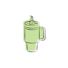 Cup Tumbler Drink Icon Flat Outline Vector, PNG, JPEG in Black/White, for Web, Mobile Apps and UI, Infographics, Digital Assets