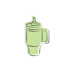 Cup Tumbler Drink Icon Flat Outline Vector, PNG, JPEG in Black/White, for Web, Mobile Apps and UI, Infographics, Digital Assets