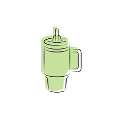 Cup Tumbler Drink Icon Flat Outline Vector, PNG, JPEG in Black/White, for Web, Mobile Apps and UI, Infographics, Digital Assets
