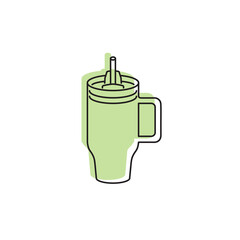 Cup Tumbler Drink Icon Flat Outline Vector, PNG, JPEG in Black/White, for Web, Mobile Apps and UI, Infographics, Digital Assets