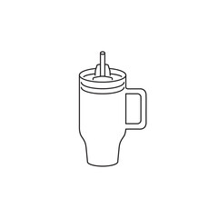 Stanley Cup Tumbler Drink Icon Flat Outline Vector, PNG, JPEG in Black/White, for Web, Mobile Apps and UI, Infographics, Digital Assets
