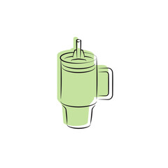 Stanley Cup Tumbler Drink Icon Flat Outline Vector, PNG, JPEG in Black/White, for Web, Mobile Apps and UI, Infographics, Digital Assets