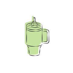 Stanley Cup Tumbler Drink Icon Flat Outline Vector, PNG, JPEG in Black/White, for Web, Mobile Apps and UI, Infographics, Digital Assets