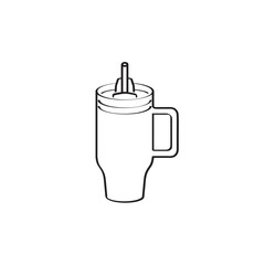 Stanley Cup Tumbler Drink Icon Flat Outline Vector, PNG, JPEG in Black/White, for Web, Mobile Apps and UI, Infographics, Digital Assets
