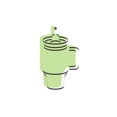 Obraz premium Stanley Cup Tumbler Drink Icon Flat Outline Vector, PNG, JPEG in Black/White, for Web, Mobile Apps and UI, Infographics, Digital Assets