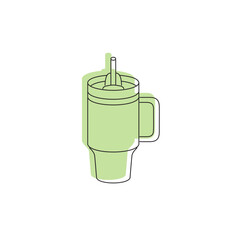 Stanley Cup Tumbler Drink Icon Flat Outline Vector, PNG, JPEG in Black/White, for Web, Mobile Apps and UI, Infographics, Digital Assets