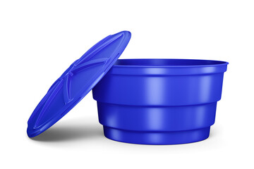 Common water tank in Brazil blue on transparent background in realistic 3d render