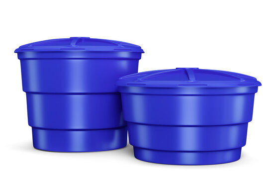 Common water tank in Brazil blue on transparent background in realistic 3d render