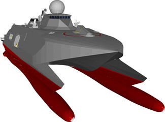 vector sketch illustration of the design of a sophisticated combat aircraft carrier with full weapons