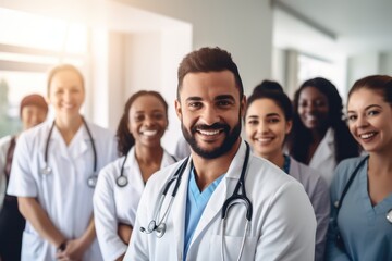 Fototapeta premium A group of happy doctors in the hospital.
