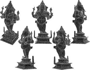 vector sketch illustration of the design of the god goddess ganesha statue - obrazy, fototapety, plakaty
