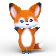 Naklejka premium キツネ 3DCGレンダリング