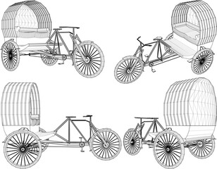 Vector sketch illustration of traditional vintage ethnic vehicle transportation design © nur