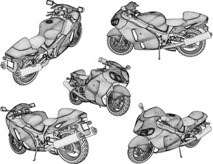 Vector sketch illustration of turbo speed modern racing sport motorbike design © nur