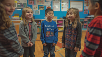 Children in daycare stand in a circle