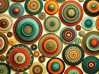 Schöner abstrakter Hintergrund mit farbenfroh verzierten Kreisen.